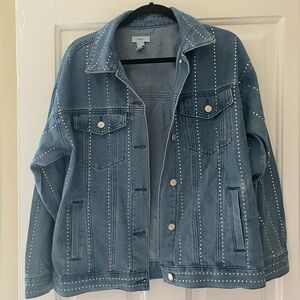 Forever 21| Rhinestone Jean Jacket | Size: S -oversized/boyfriend fit